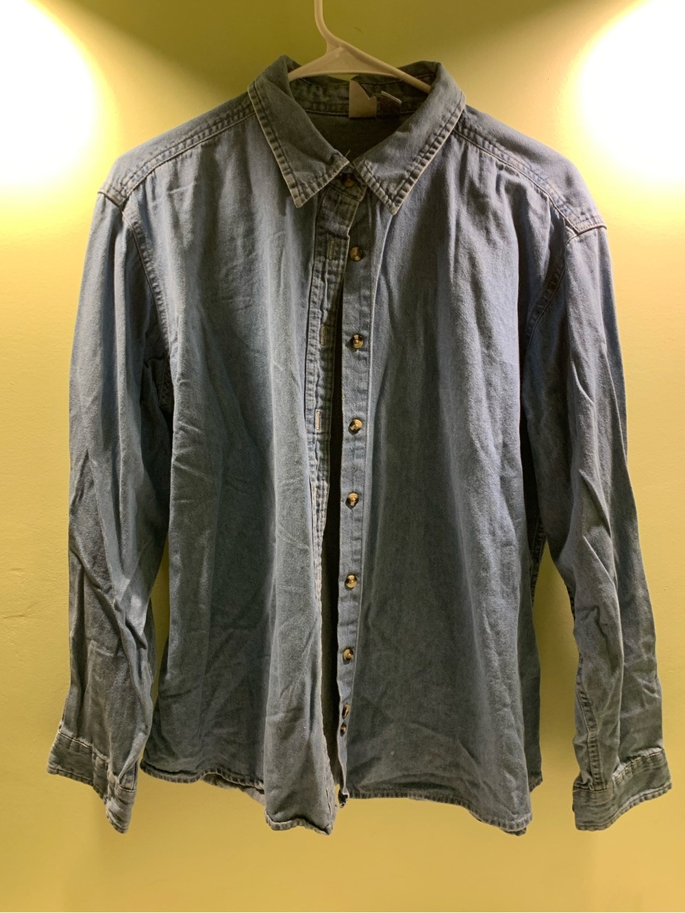 Port and Company women’s Large Light Blue Denim Button-Down Shirt